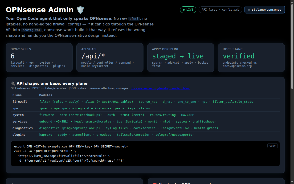 OPNsense Admin page screenshot